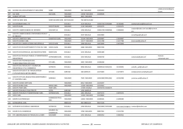 Liste des entreprises camerounaises par secteurs d'activités