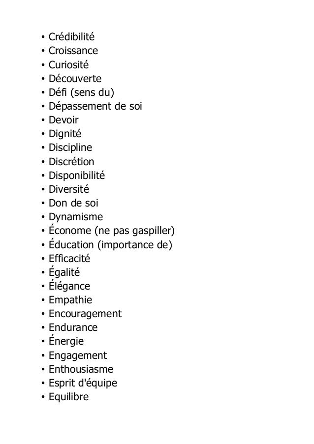 Liste De Valeurs Pdf