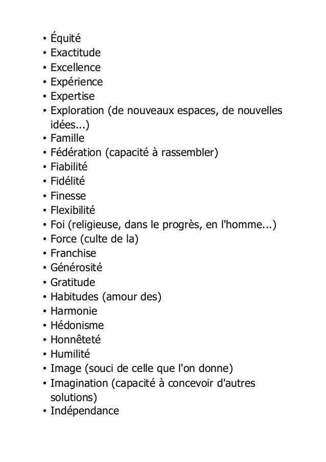 Liste De Valeurs Pdf