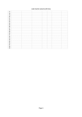 Liste inscrits nocturne (20 kms)
77
78
79
80
81
82
83
84
85
86
87
88
89
90
91
92
93
94
95
96
97
98
99




                 Page 3
 