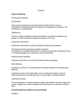 Listening | DOCX | Education