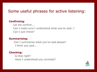 Confirming Understanding Using Simple Language Listening-Skills for improving communication | PPT