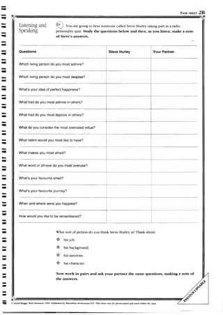 Listening and speaking. advanced.