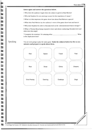 Listening and speaking. advanced.