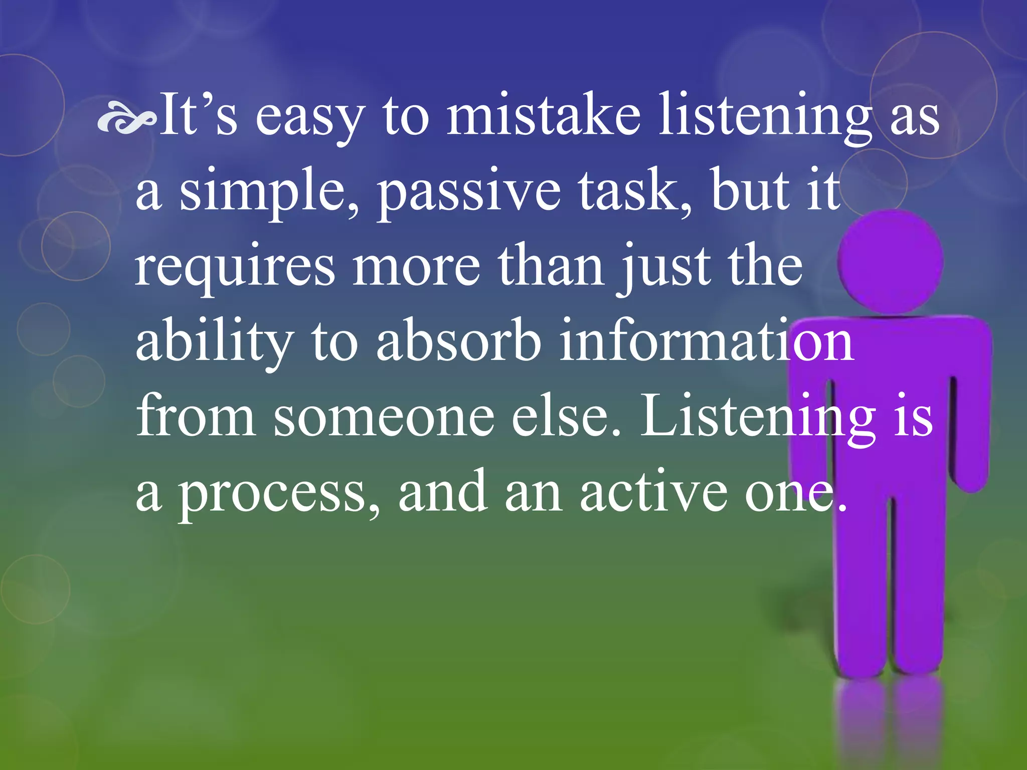 LISTENING (Definition, Importance & Effective Listening) | PPT