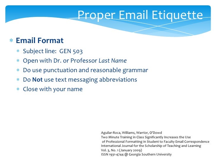 listening effectively format for emailing a professor