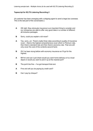 Listening sample task multiple choice | PDF