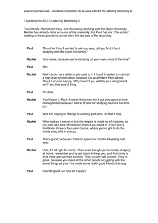 Listening sample task sentence completion | PDF