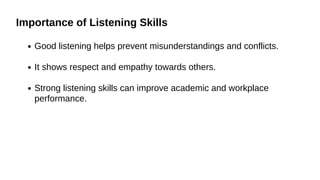 Listening Skills, introduction, importance | PDF