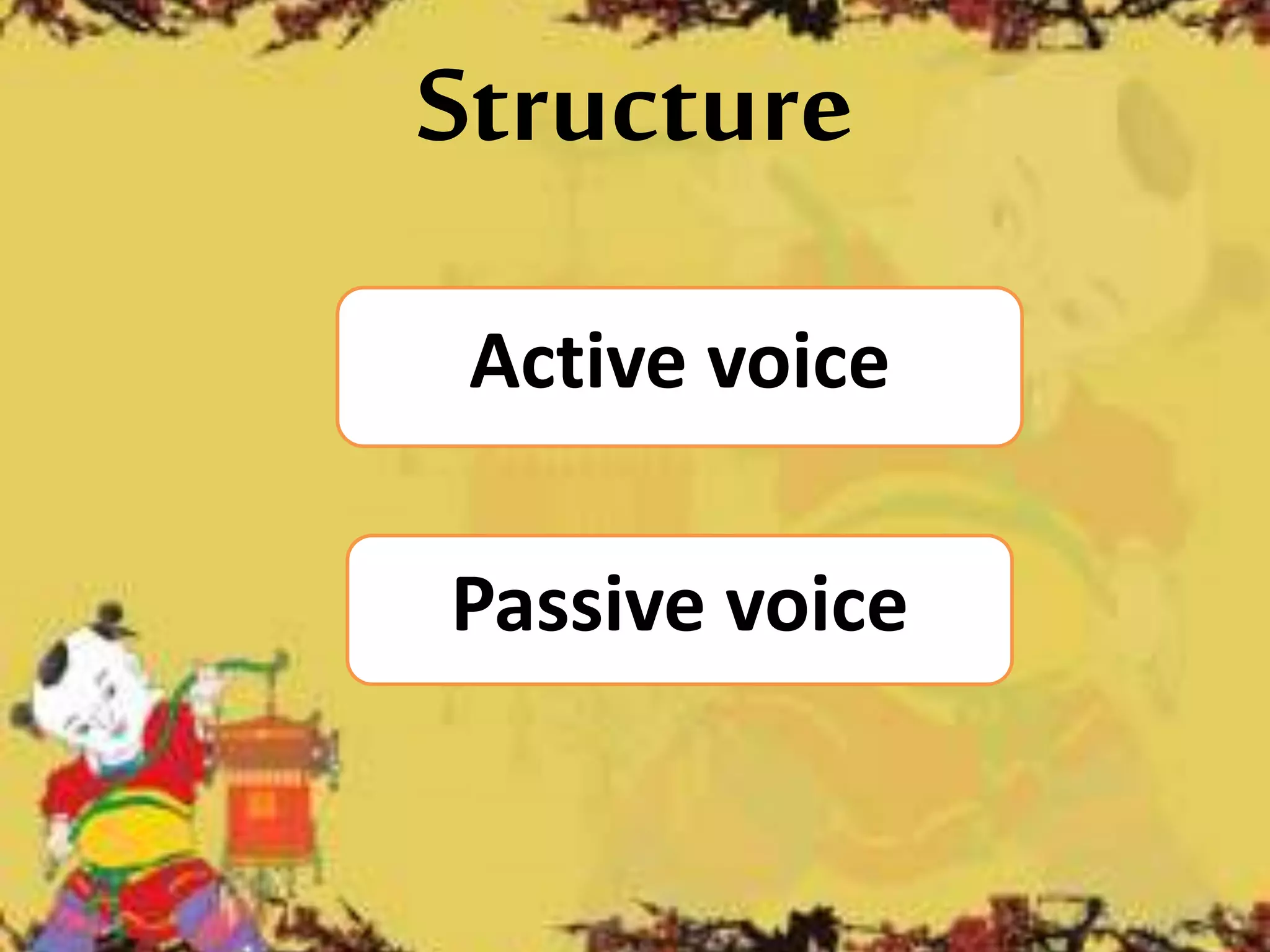 Structure
Active voice
Passive voice
 