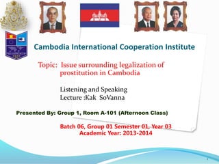 Issues Surrounding Legalization of Prostitution in Cambodia | PPT