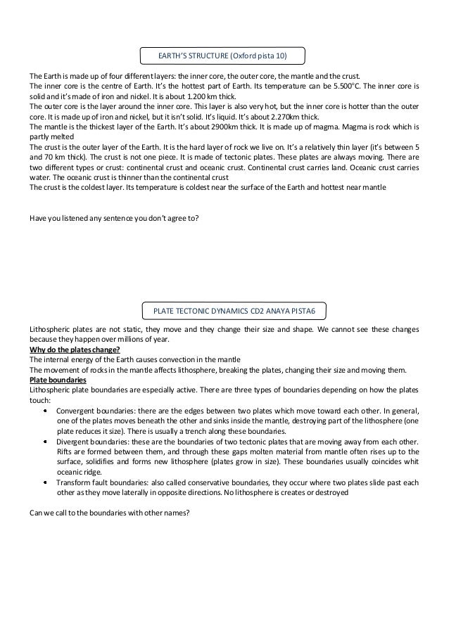 answers of composition 2 earth unit LISTENING STRUCTURE INTERNAL EARTH'S 2 UNIT