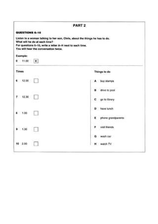 Listening test ket 1
