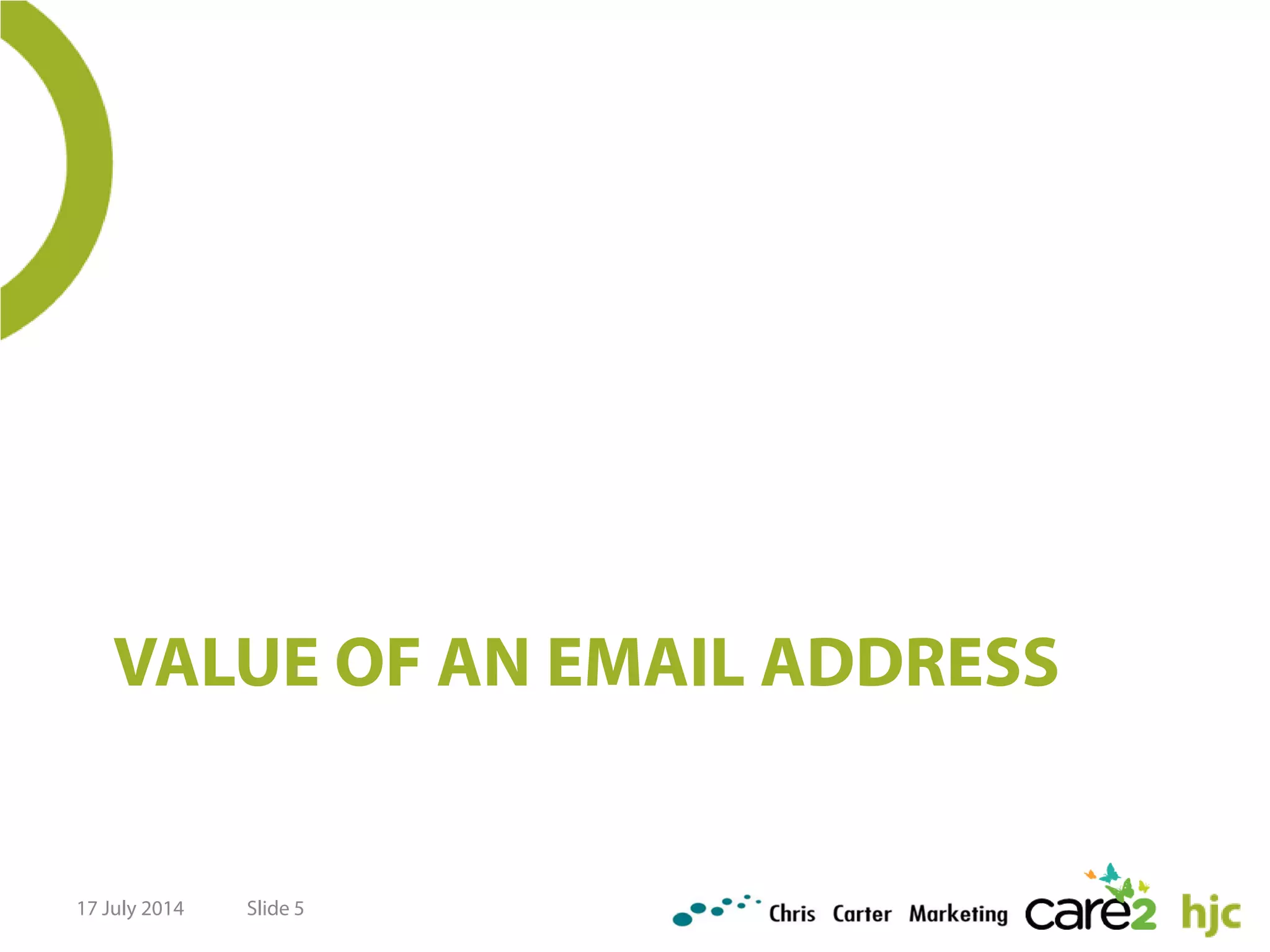 VALUE OF AN EMAIL ADDRESS
17 July 2014 Slide 5
 