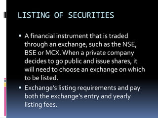 Listing of securities | PPTX