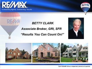 BETTY CLARK
Associate Broker, GRI, SFR
“Results You Can Count On!”
 