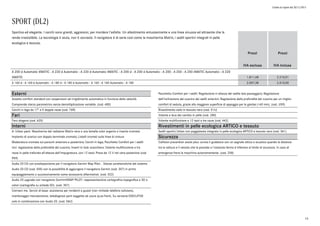 Listino in vigore dal 30/11/2015
SPORT (DL2)
Prezzi
IVA esclusa
Prezzi
IVA inclusa
A 200 d Automatic 4MATIC - A 220 d Automatic - A 220 d Automatic 4MATIC - A 200 d - A 200 d Automatic - A 200 - A 250 - A 250 4MATIC Automatic - A 220
4MATIC 1.811,48 2.210,01
A 160 d - A 160 d Automatic - A 180 d - A 180 d Automatic - A 160 - A 160 Automatic - A 180 2.057,38 2.510,00
Sportiva ed elegante. I cerchi sono grandi, aggressivi, per mordere l'asfalto. Un allestimento entusiasmante e una linea sinuosa ed attraente che la
rende irresistibile. La tecnologia ti aiuta, non ti sovrasta. Il navigatore è di serie così come la mascherina Matrix, i sedili sportivi integrali in pelle
ecologica e tessuto.
Esterni
Assetto comfort standard con sospensioni ad irrigidimento automatico in funzione della velocità.
Comprende sterzo parametrico senza demoltiplicazione variabile. (cod. 485)
Cerchi in lega da 17" a 5 doppie razze (cod. 76R)
Fari
Faro alogeno (cod. 620)
Interni
A- Urban pack: Mascherina del radiatore Matrix nera a una lamella color argento e inserto cromato
Impianto di scarico con doppio terminale cromato; Listelli cromati sulla linea di cintura
Modanatura cromata sul paraurti anteriore e posteriore; Cerchi in lega; Pacchetto Comfort per i sedili
incl. regolazione della profondità del cuscino; Inserti in look scacchiera; Volante multifunzione a tre
razze in pelle traforata all'altezza dell'impugnatura, con 12 tasti; Presa da 12 V nel vano posteriore (cod.
P59)
Audio 20 CD con predisposizione per il navigatore Garmin Map Pilot: . Stesse caratteristiche del sistema
Audio 20 CD (cod. 505) con la possibilità di aggiungere il navigatore Garmin (cod. 357) in primo
equipaggiamento o successivamente come accessorio aftermarket. (cod. 522)
Audio 20 upgrade con navigatore Garmin®MAP PILOT: rappresentazione cartografica topografica e 3D a
colori (cartografia su scheda SD). (cod. 357)
Connect me. Servizi di base: assistenza per incidenti e guasti (non richiede telefono cellulare),
monitoraggio manutenzione, telediagnosi parti soggette ad usura (p.es freni). Su versione EXECUTIVE
solo in combinazione con Audio 20. (cod. 06U)
Pacchetto Comfort per i sedili: Regolazione in altezza del sedile lato passeggero; Regolazione
dell'inclinazione del cuscino dei sedili anteriori; Regolazione della profondità del cuscino per un miglior
comfort di seduta, grazie alla maggiore superficie di appoggio per le gambe (+60 mm). (cod. U59)
Rivestimento cielo in tessuto nero (cod. 51U)
Volante e leva del cambio in pelle (cod. 280)
Volante multifunzione a 12 tasti a tre razze (cod. 442)
Rivestimenti in pelle ecologica ARTICO e tessuto
Sedili sportivi Urban con poggiatesta integrato in pelle ecologica ARTICO e tessuto nero (cod. 361)
Sicurezza
Collision prevention assist plus: avvisa il guidatore con un segnale ottico e acustico quando la distanza
tra la vettura e il veicolo che la precede o l'ostacolo fermo è inferiore al limite di sicurezza. In caso di
emergenza frena la macchina autonomamente. (cod. 258)
14
 