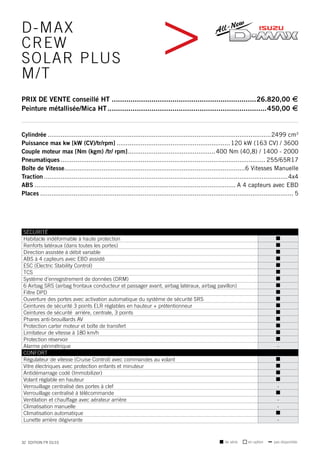 33
INSTRUMENTATION
Tableau de bord électroluminescent -
Tableau de bord électroluminescent avec ordinateur de bord n
Avert...