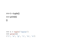 >>> t = tuple()
>>> print(t)
()
 