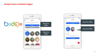 8
Should be
FREE
Should be FREE
Should be FREE
Should be
FREE
Example of poor monetisation triggers
 