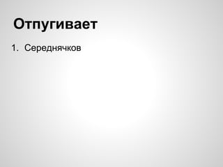 1. Середнячков
Отпугивает
 