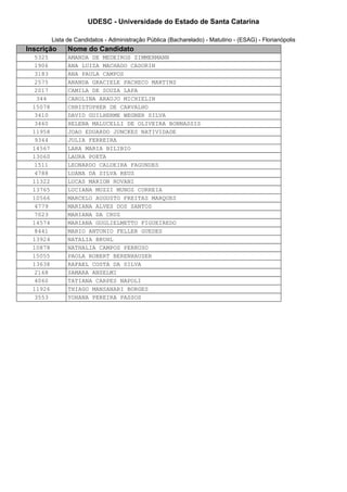 Listão de aprovados no vestibular 2014 de inverno da udesc