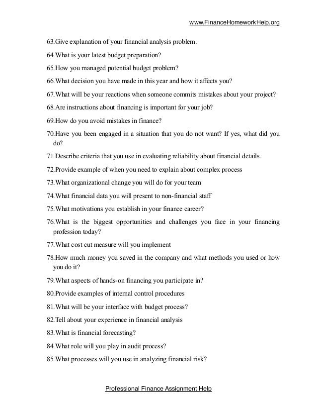 list of 100 tricky finance questions for students