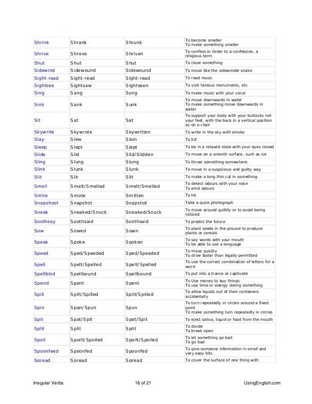 irregular verbs list pdf 616