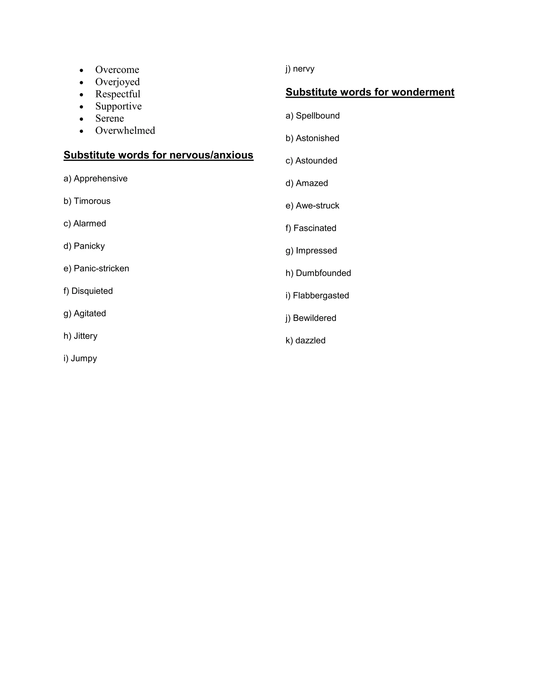 List of adjectives | DOCX