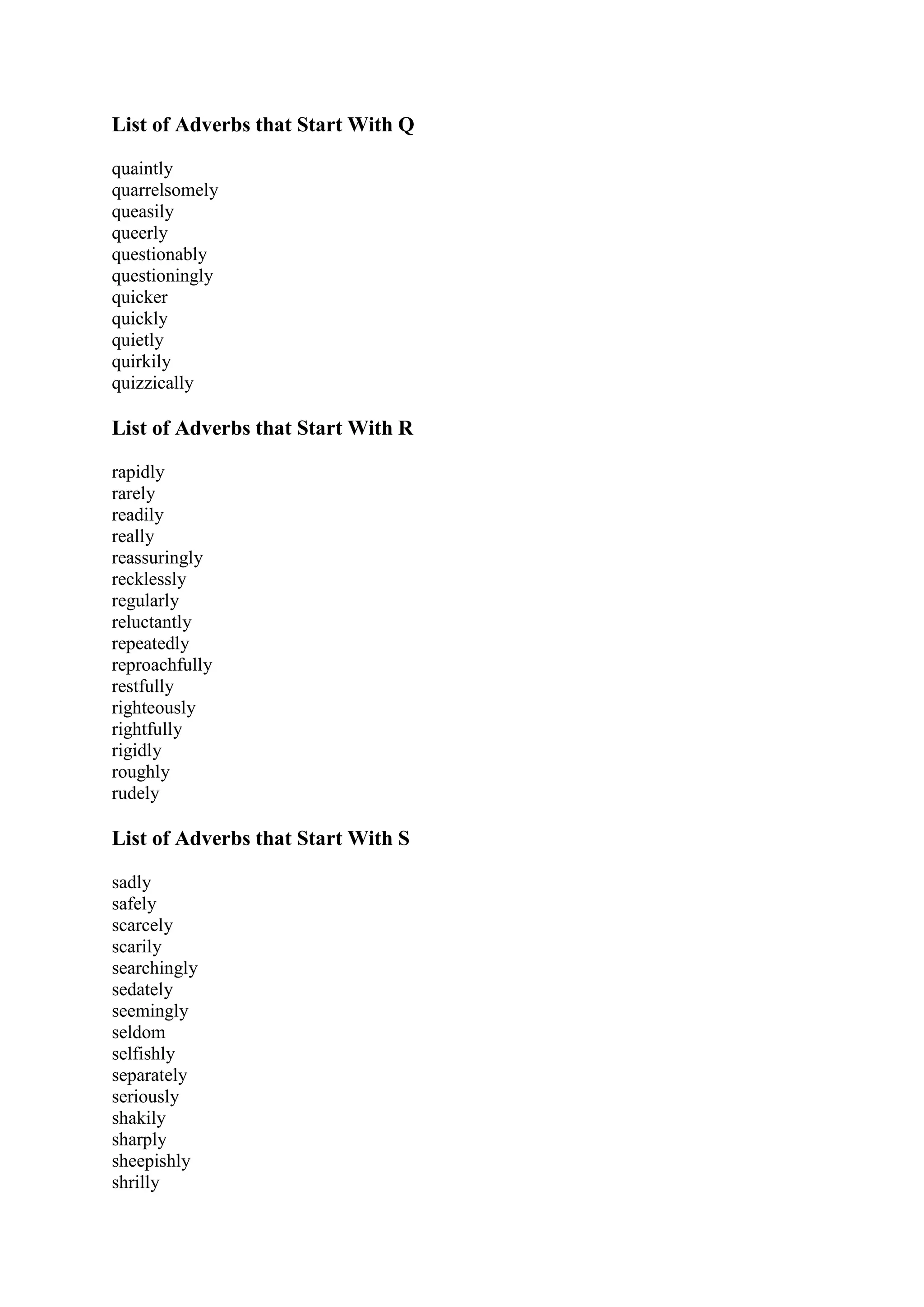 List of adverbs that start with a | DOCX