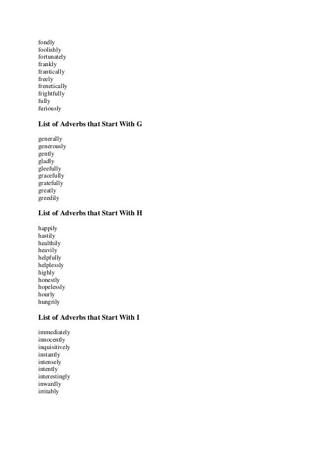 list of adverbs that