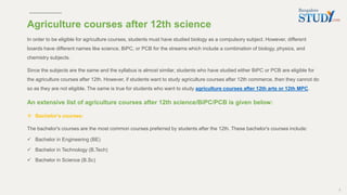 List of agriculture courses after 12th class | PPTX
