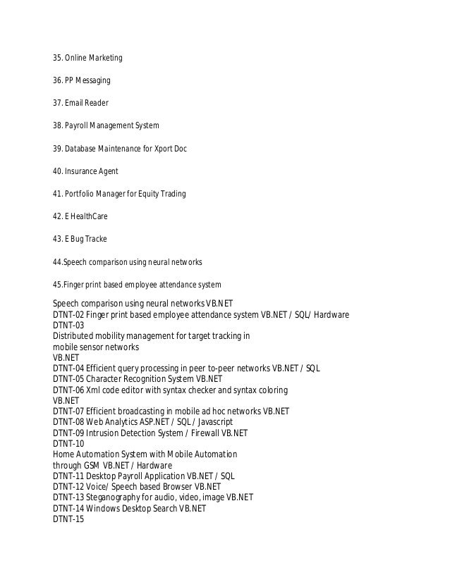 list of database management system projects