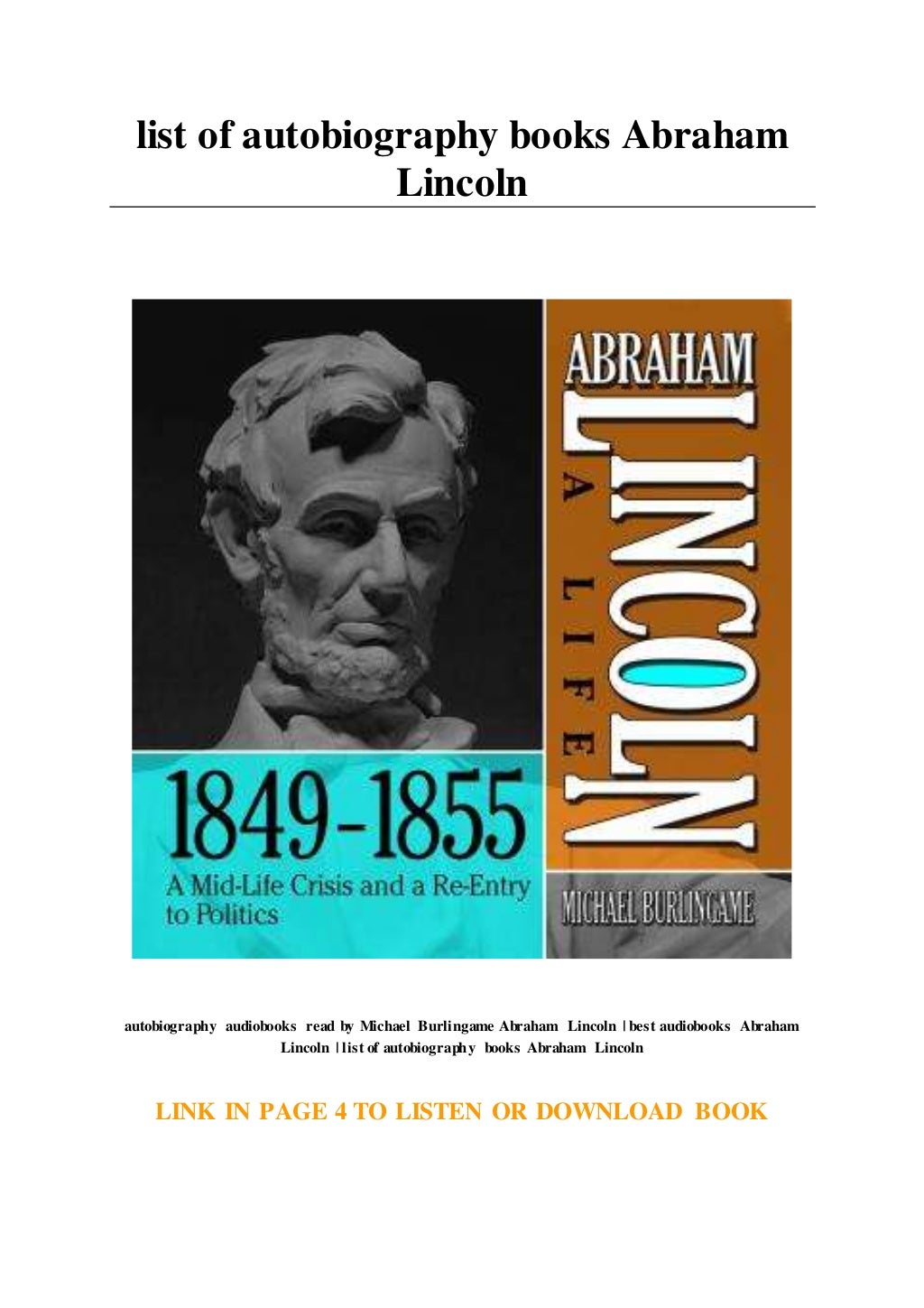 autobiography of abraham lincoln in english