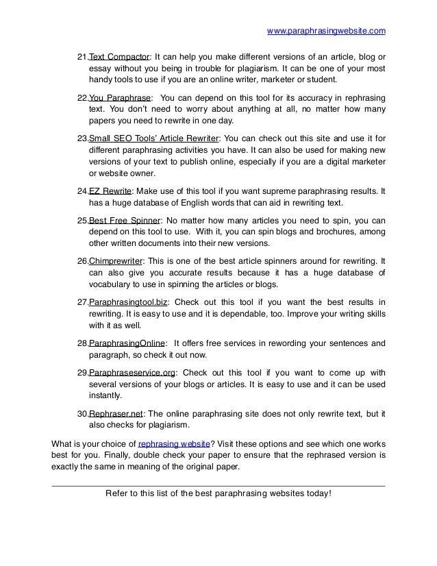 Paraphrasing website