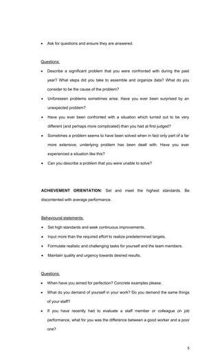 List of competency based interview questions | PDF