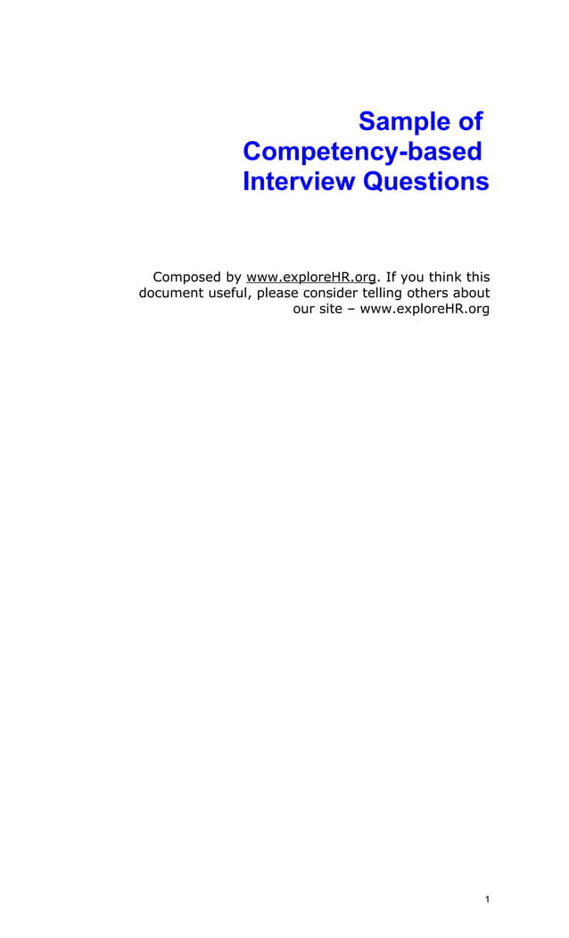 List of competency based interview questions PDF