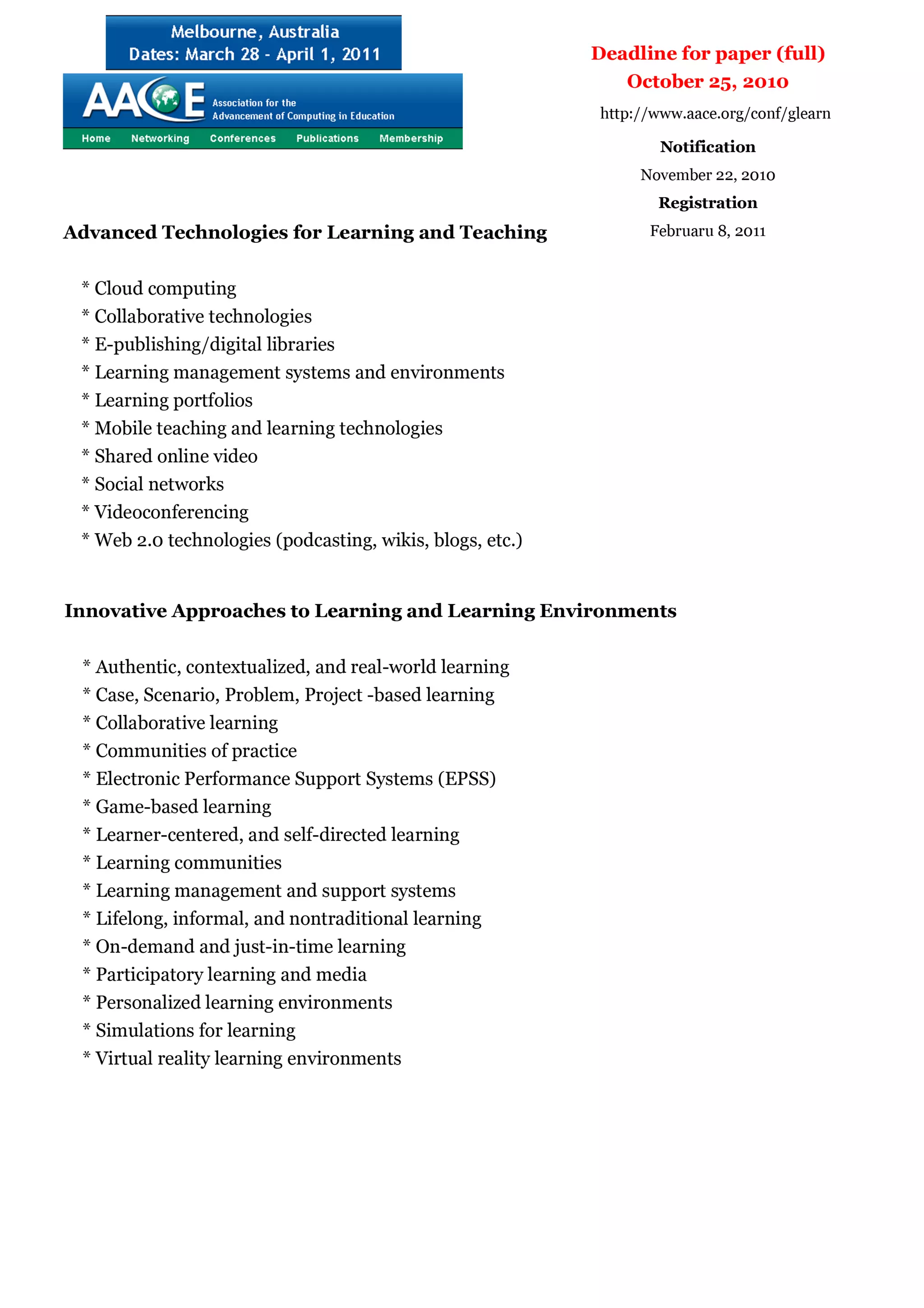 List of conference 2011