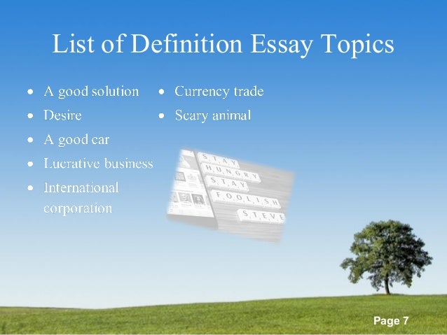 good definition essay topics