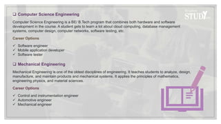 List of engineering courses after 12th classes | PPT