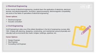 Engineering courses 2024 after 12th
