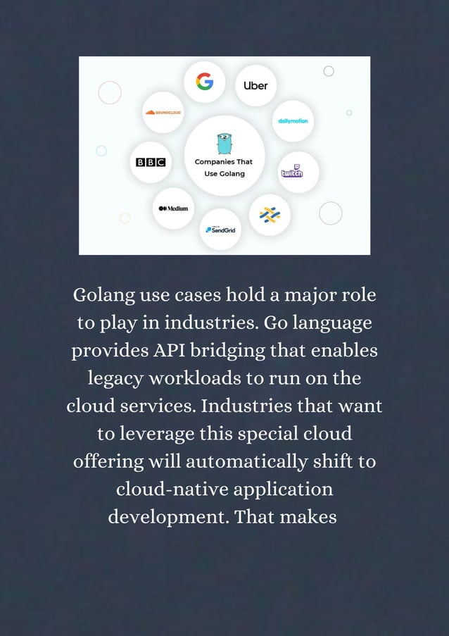 List of golang use cases and top companies that use golang | PDF