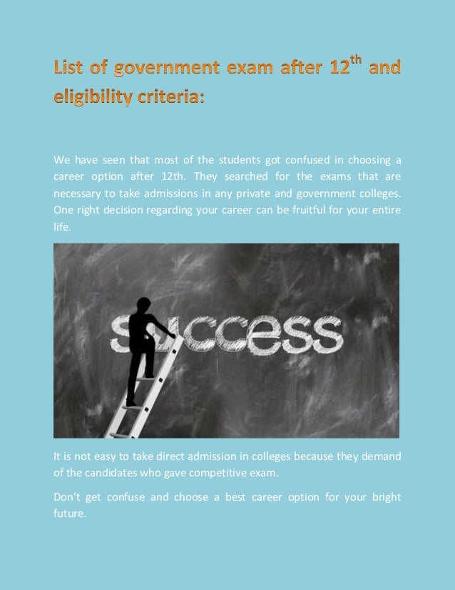 List of government exam after 12th and eligibility criteria