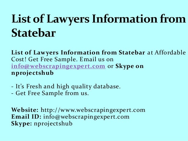List of Lawyers Information from Statebar List of Lawyers Information from Statebar
