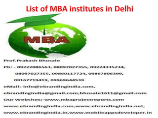 List of MBA institutes in Delhi
 