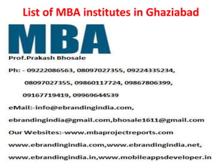 List of MBA institutes in Ghaziabad
 
