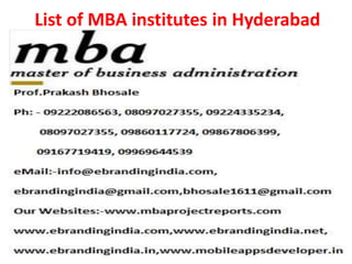 List of MBA institutes in Hyderabad
 