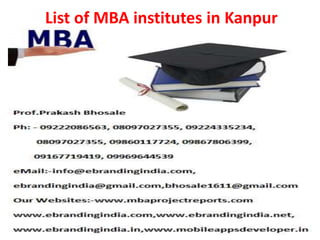 List of MBA institutes in Kanpur
 