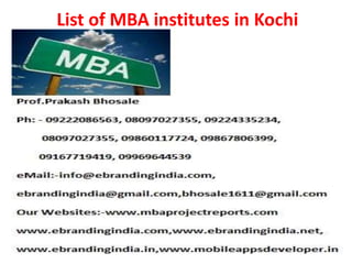 List of MBA institutes in Kochi
 