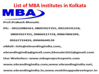 List of MBA institutes in Kolkata
 